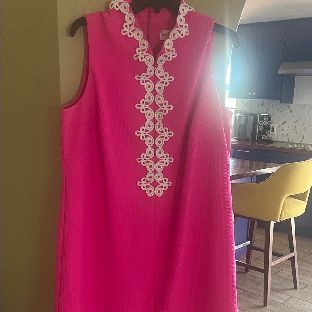 Eliza J Pink Midi Dress with White Embroidery